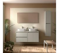 Ensemble meuble et plan de toilette NOJA II 1400 2 tiroirs 2 portes Gris satiné L1400 P450 - SALGAR 118580