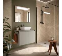 Ensemble meuble et plan de toilette NOJA II 800 2 portes Gris satiné P450 - SALGAR 118478