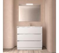 Ensemble meuble et vasque NOJA II 1000 3 tiroirs Blanc Brillant P450 - SALGAR 106223