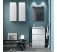 Ensemble meuble et vasque NOJA II 600 3 tiroirs Blanc Brillant P450 - SALGAR 106205
