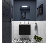 Ensemble meuble et vasque NOJA II 700 2 portes Black satin P450 - SALGAR 105032