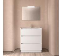 Ensemble meuble et vasque NOJA II 800 3 tiroirs Blanc satiné P450 - SALGAR 106215