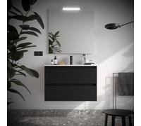 Ensemble meuble et vasque NOJA II 900 2 tiroirs Black satin P450 - SALGAR 106081