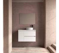 Ensemble meuble et vasque NOJA II 900 2T1P gauche - vasque à droite Blanc satiné P450 - SALGAR 118180