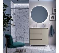 Ensemble meuble et vasque NOJA II 900 3T1P droite - vasque à gauche Gris satiné P450 - SALGAR 118138