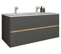 Ensemble meuble-lavabo double Cosila 2 pièces avec grande vasque en céramique – meuble de salle de bain avec 2 tiroirs à fermeture amortie, dimensions de l'ensemble : H. 51 x L. 112 x P. 47 cm, Cosila