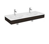 Ensemble meuble-lavabo double VitrA Equal 64095 130 x 52 cm, avec vasque asymétrique, blanc, panneau en bois d'orme