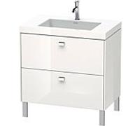 Ensemble meuble-lavabo Duravit Brioso BR4701N1022 80 x 48 cm, chrome/blanc brillant, sans trou pour robinetterie