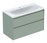 Geberit Meuble-lavabo Renova Plan 504.041.IK.1 bord étroit 100x62,1x48 cm 2 tiroirs blanc/vert salé