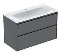 Geberit Meuble avec vasque Renova Plan 504041JK1 100×62,1×48 cm 2 tiroirs blanc/laqué satiné