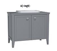 Ensemble meuble-lavabo intégré VitrA Valarte 62172 98 x 52 x 87,5 cm, 2 portes, structure gris mat/meuble-lavabo blanc brillant