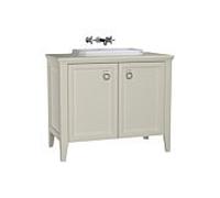 Ensemble meuble-lavabo intégré VitrA Valarte 62173 98 x 52 x 87,5 cm, 2 portes, caisson ivoire mat/meuble-lavabo blanc brillant