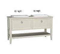 Ensemble meuble-lavabo intégré VitrA Valarte 62212 149,5 x 52 x 87,5 cm, gauche/droite, structure ivoire mat/meuble-lavabo blanc brillant