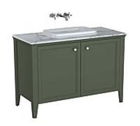 Ensemble meuble-lavabo intégré VitrA Valarte 65840 118x52x87,5cm, 2 portes, structure vert vintage/vasque blanche brillante