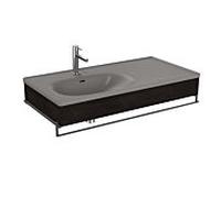 Ensemble meuble-lavabo VitrA Equal 66059 102,5 x 52 cm, avec vasque asymétrique, gris pierre, finitions en bois d'orme
