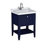 Ensemble meuble-lavabo VitrA Valarte 65775 64,5 x 53 x 88 cm, 1 tiroir à extension complète, structure bleu acier/vasque blanche brillante
