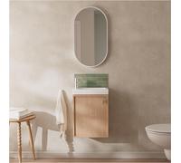 Ensemble meuble lave-mains décor chêne FRAME + miroir