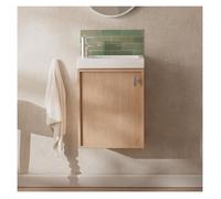 Ensemble meuble lave-mains décor chêne FRAME + robinet