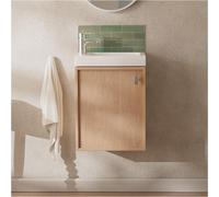 Ensemble meuble lave-mains décor chêne FRAME + robinet