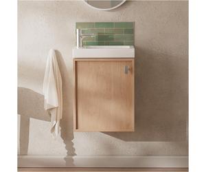 Ensemble meuble lave-mains décor chêne FRAME + robinet