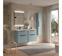 Ensemble Meuble Plan vasque et miroir LUVA 1200 4 tiroirs Blanc satiné P450 - SALGAR 119777