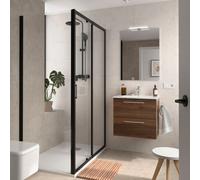 Ensemble Meuble Plan vasque et miroir SILANE 600 2 tiroirs Noyer Maya P450 - SALGAR 118026