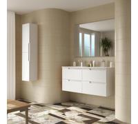 Ensemble Meuble Plan vasque et miroir VIMA 1200 4 tiroirs Blanc satiné P450 - SALGAR 111784