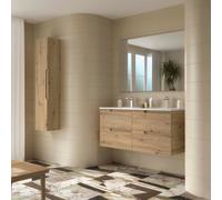 Ensemble Meuble Plan vasque et miroir VIMA 1200 4 tiroirs Chêne Montana P450 - SALGAR 117947