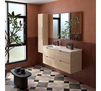 Ensemble Meuble Plan vasque et miroir VIMA 1200 4 tiroirs Chêne Sienna P450 - SALGAR 118673
