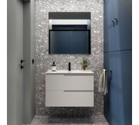 Ensemble Meuble Plan vasque et miroir VIMA 800 2 tiroirs Blanc satiné P450 - SALGAR 111782