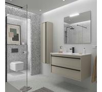 Ensemble Meuble Plan Vasque Miroir Applique ATTILA 1000 2 tiroirs Gris satiné P450 - SALGAR 117992