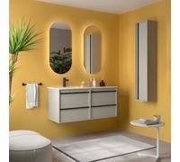 Ensemble Meuble Plan Vasque Miroir Applique ATTILA 1200 4 tiroirs Gris satiné P450 - SALGAR 119840