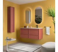 Ensemble Meuble Plan Vasque Miroir Applique ATTILA 1200 4 tiroirs Red satin P450 - SALGAR 119845