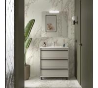 Ensemble Meuble Plan Vasque Miroir Applique ATTILA 800 3 tiroirs Gris satiné P450 - SALGAR 118006