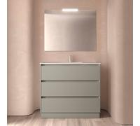 Ensemble Meuble Plan Vasque Miroir Applique NOJA II 1000 3 tiroirs Gris satiné P450 - SALGAR 118573
