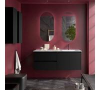 Ensemble Meuble Plan Vasque Miroir Applique NOJA II 1200 2 tiroirs 2 portes Black satin P450 - SALGAR 119727