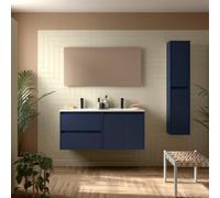Ensemble Meuble Plan Vasque Miroir Applique NOJA II 1200 2 tiroirs 2 portes Blue satin P450 - SALGAR 119248