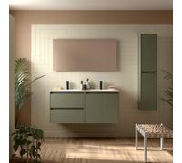 Ensemble Meuble Plan Vasque Miroir Applique NOJA II 1200 2 tiroirs 2 portes Green satin P450 - SALGAR 119249