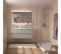 Ensemble Meuble Plan Vasque Miroir Applique NOJA II 1200 4 tiroirs Gris satiné P450 - SALGAR 119714