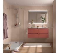 Ensemble Meuble Plan Vasque Miroir Applique NOJA II 1200 4 tiroirs Red satin P450 - SALGAR 119700