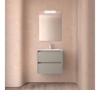 Ensemble Meuble Plan Vasque Miroir Applique NOJA II 700 2 tiroirs Gris satiné P450 - SALGAR 118565