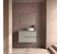 Ensemble Meuble Plan Vasque Miroir Applique NOJA II 900 2T1P gauche - vasque à droite Gris satiné P450 - SALGAR 118364