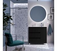 Ensemble Meuble Plan Vasque Miroir Applique NOJA II 900 3 tiroirs Black satin P450 - SALGAR 118367