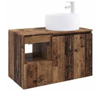 Ensemble Meuble Salle de Bain 2 Pièces Bois d'Ingénierie avec Vasque | Bois d'ingénierie résistant à l'humidité, rangement armoire et tiroirs, installation flexible sans pré-perçage, forets