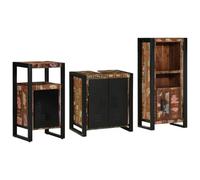 Ensemble Meuble Salle de Bain 3 Pièces Multicolore et Noir | Cabinet mural gain de place, portes fer et bois massif, design minimaliste contemporain, entretien chiffon sec