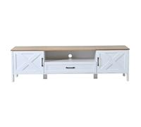 Ensemble meuble TV 180/40/50 cm blanc en MDF avec vitrine suspendue