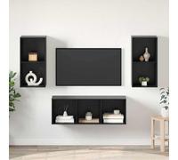 Ensemble Meuble TV 3 pièces chêne Noir en Bois d'ingénierie avec Montage Mural, Espace Rangement idéal pour Salon et Chambre, Design Moderne Minimaliste pour Centre de Divertissement