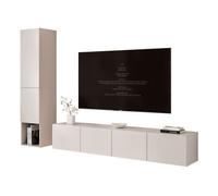 Ensemble Meuble TV ANGEL LINE I - Colonne murale - 6 portes - LED intégré - Cachemire