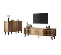 Ensemble meuble TV buffet - Bois Naturel - Style scandinave - Meubles TV 180×40×55 cm et Buffet 150×40×95 cm