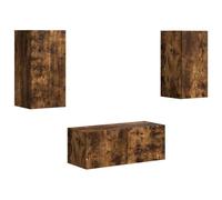 Ensemble Meuble TV chêne fumé en Bois d'ingénierie 6 pcs avec 7 Portes 1 étagère Design Suspendu pour Salon séjour Chambre Rangement Fonctionnel Moderne